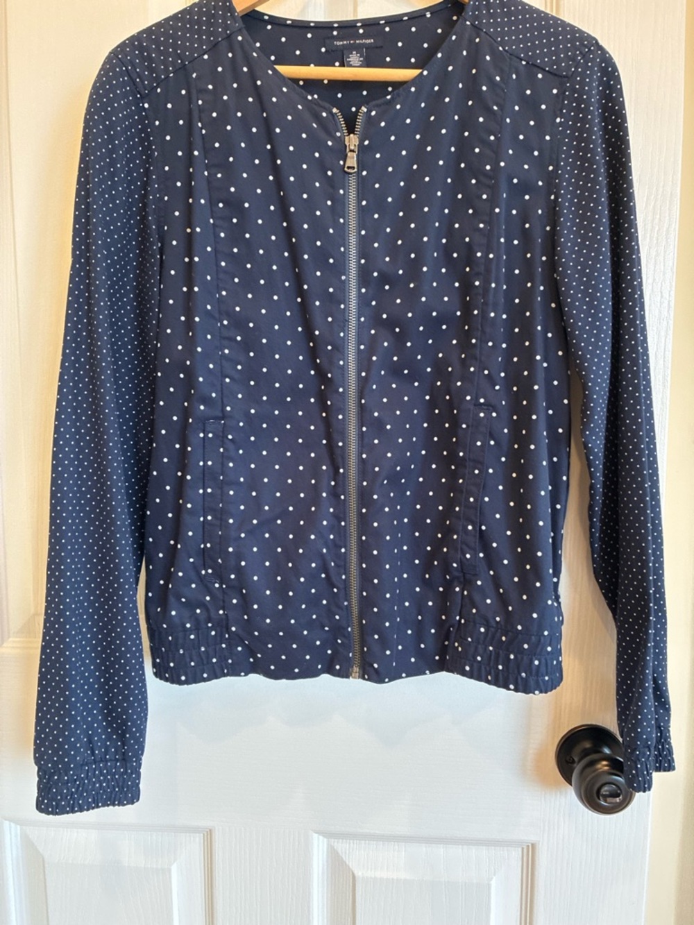 Tommy Hilfiger Polka Dot Navy Zip-Front Women's Jacket